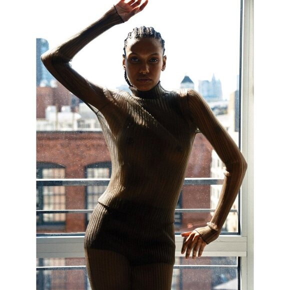 Aisling Camps Modern Mist Turtle Neck Top in Smoke Medium New Womens Blouse - Picture 14 of 17